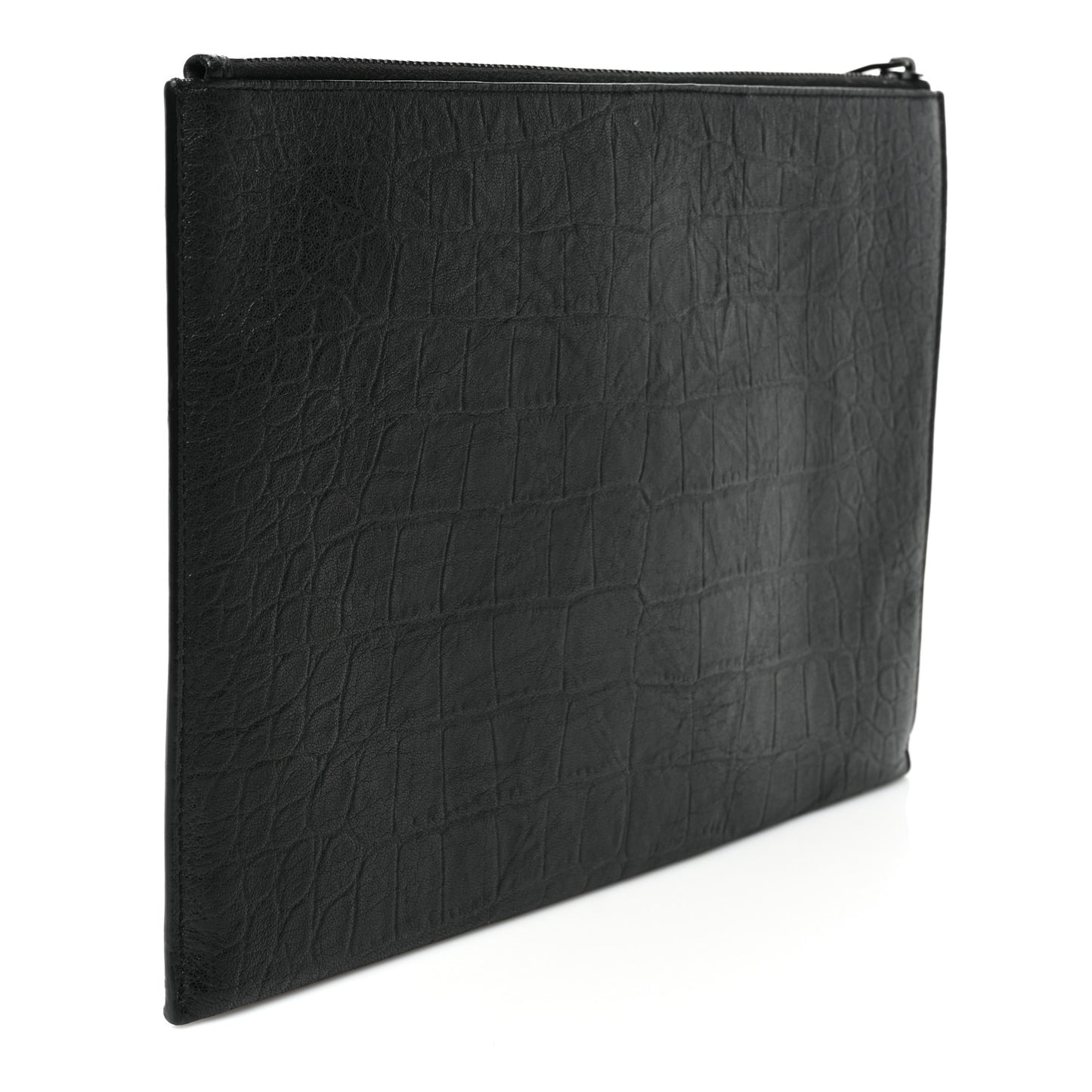 Calfskin Crocodile Embossed Monogram iPad Case Black