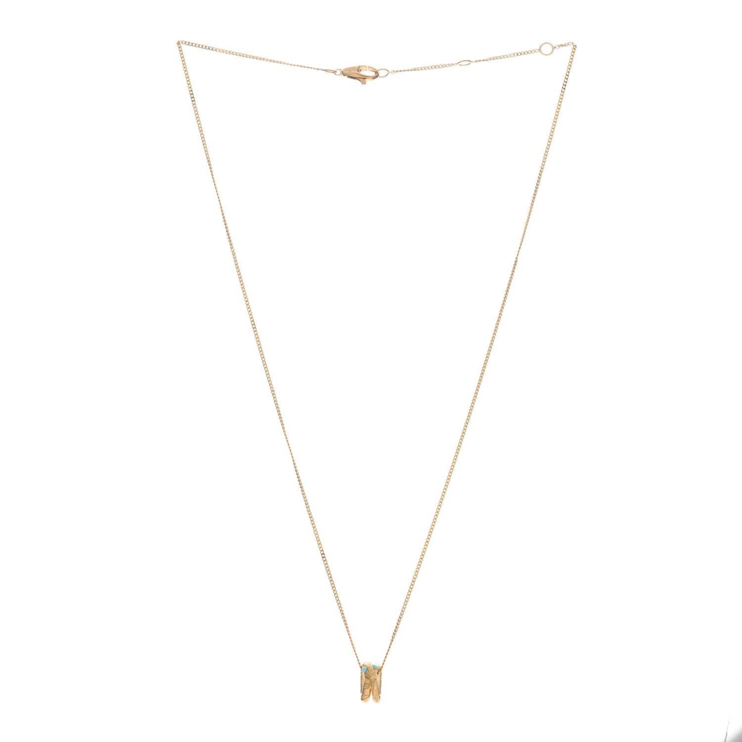Gucci 18K Yellow Gold Turquoise Ouroboros Snake Necklace 2 of 3