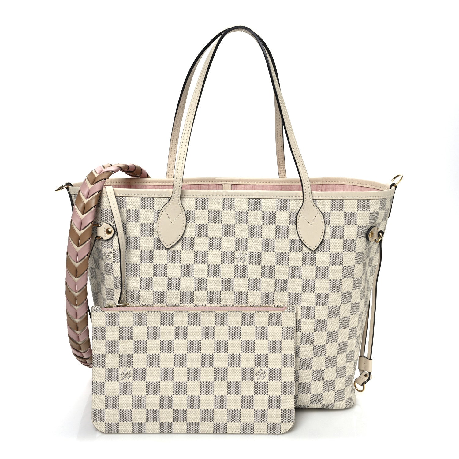Louis Vuitton Damier Azur Braided Neverfull MM Pink 3 of 12