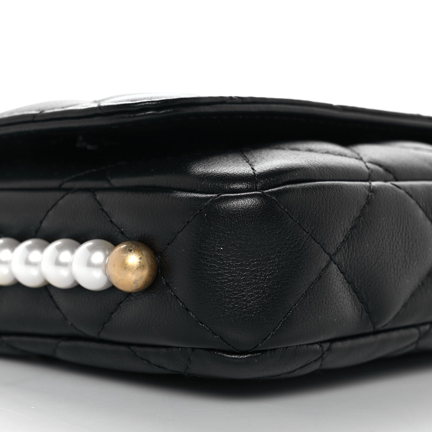 Chanel Calfskin Quilted Pearl Wallet On Chain WOC Black 8 of 10