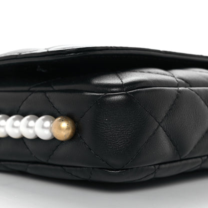 Chanel Calfskin Quilted Pearl Wallet On Chain WOC Black 8 of 10