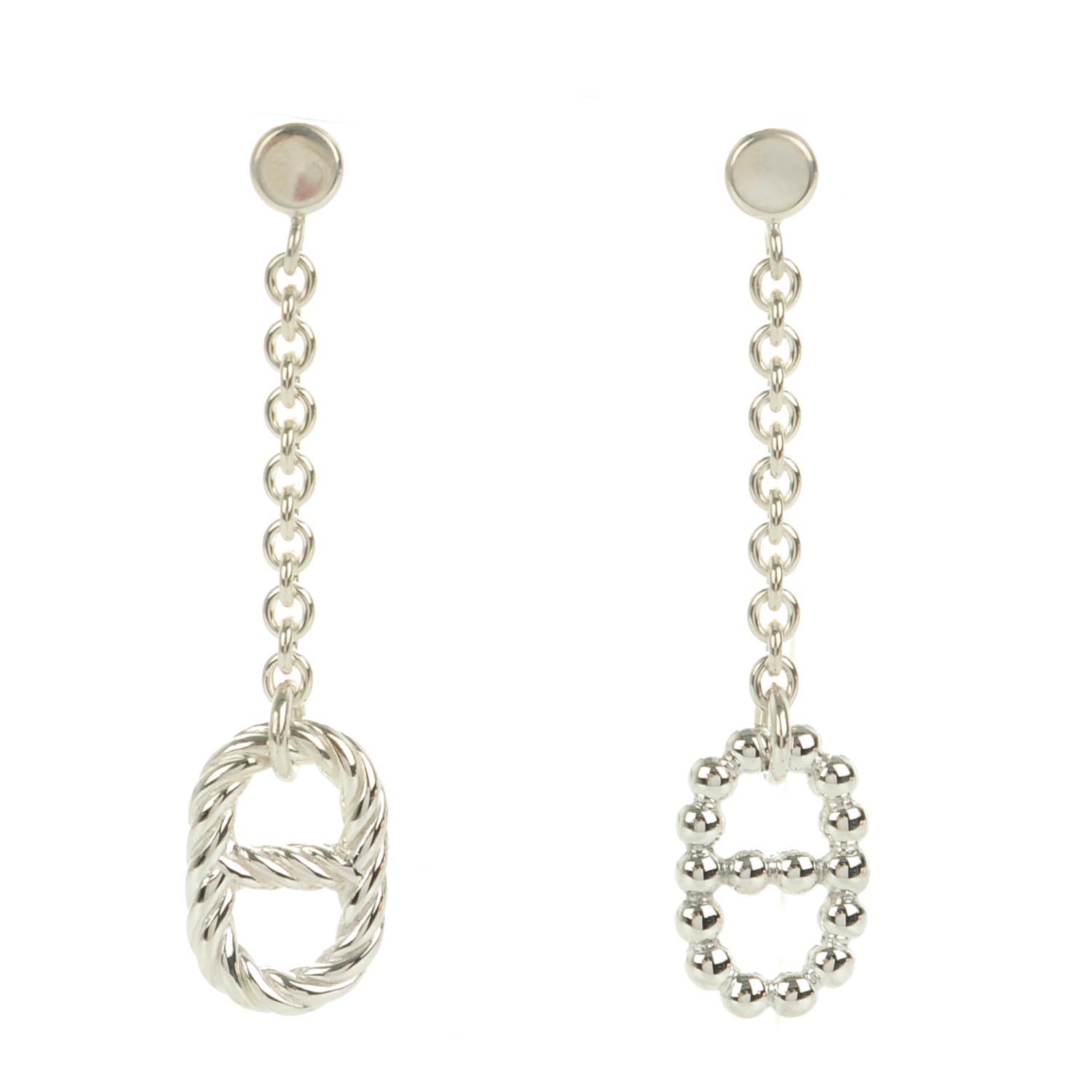 Hermes Sterling Silver Parade Drop Earrings PM 1 of 5