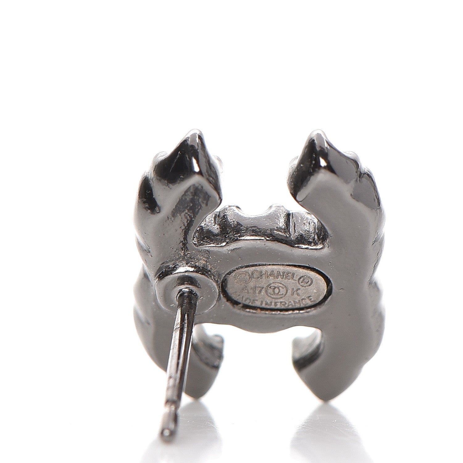 Chanel Crystal CC Earrings Dark Silver 2 of 5