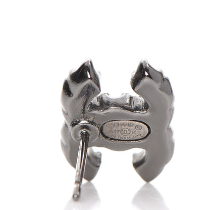 Chanel Crystal CC Earrings Dark Silver 2 of 5