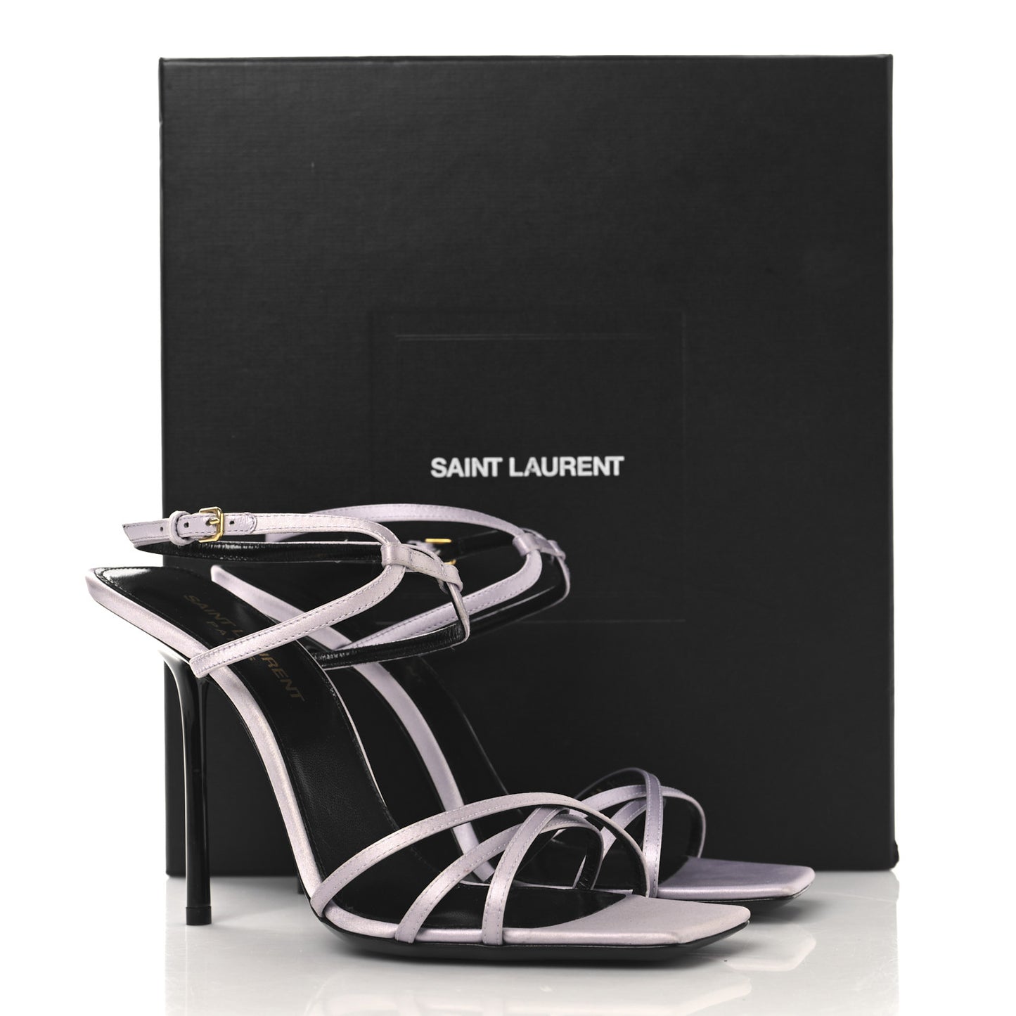 Crepe Satin Baliqua 105 Ankle Strap Sandals 37.5 Poly Grey