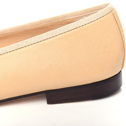 Chanel Lambskin CC Cap Toe Ballerina Flats 35 Beige Black 9 of 11