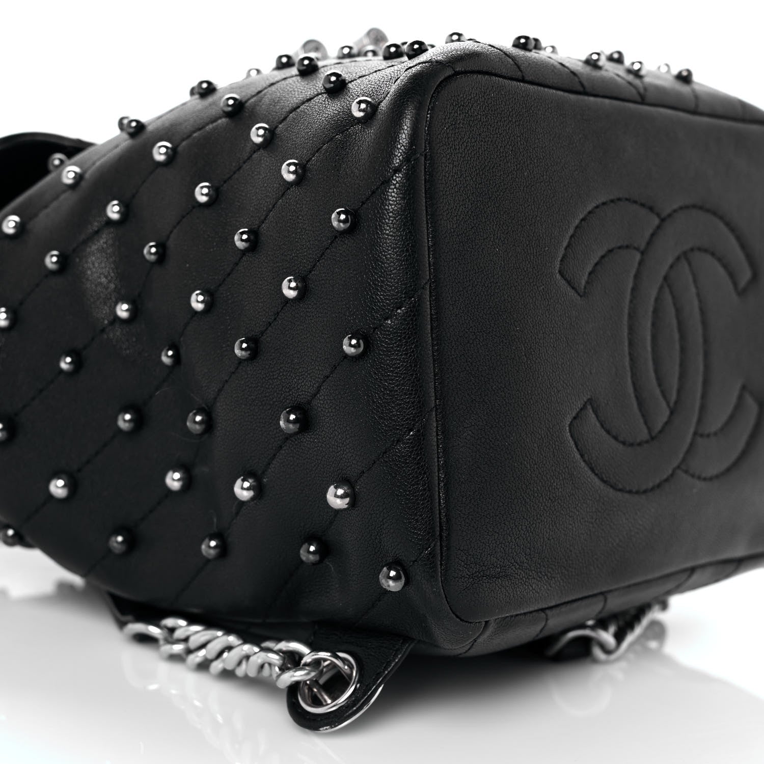 Chanel Lambskin Chevron Quilted Studded Stud Wars Backpack Black 7 of 8