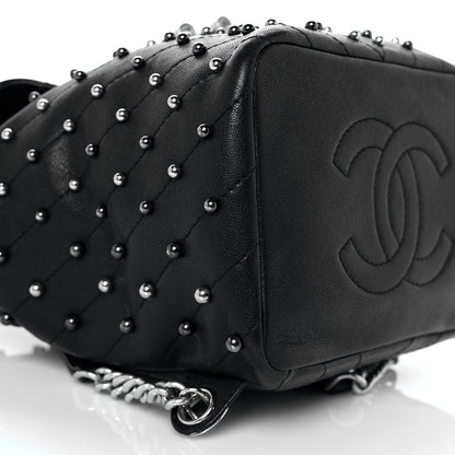 Chanel Lambskin Chevron Quilted Studded Stud Wars Backpack Black 7 of 8