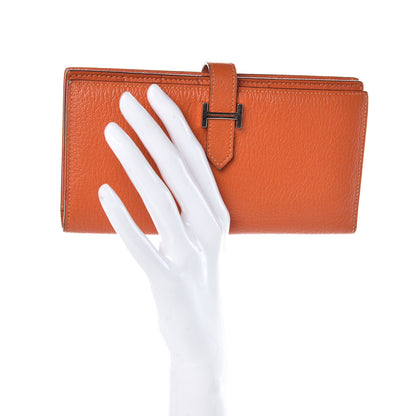 Hermes Chevre Mysore Bearn Gusset Wallet Feu 2 of 9