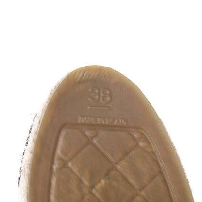 Chanel Woven Fabric Grosgrain CC Espadrilles 38 White Black 9 of 13