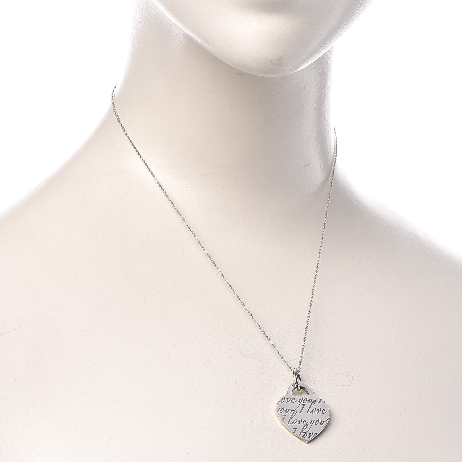 Tiffany Sterling Silver Notes Heart Tag Charm Necklace 2 of 7
