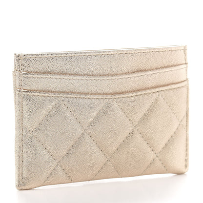 Chanel Metallic Lambskin Quilted CC Card Holder Gold 3 of 9