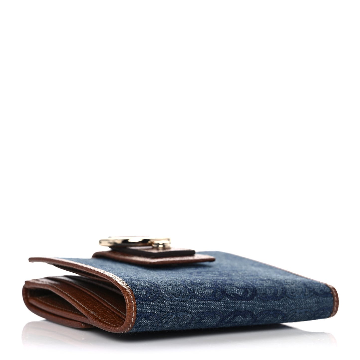 Denim Interlocking G Wallet Blue Tea Cuir