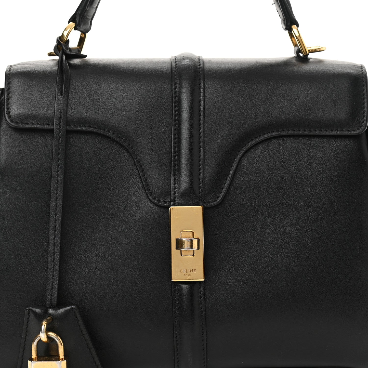 Celine Satinated Calfskin Small 16 Top Handle Bag Black 10 of 16