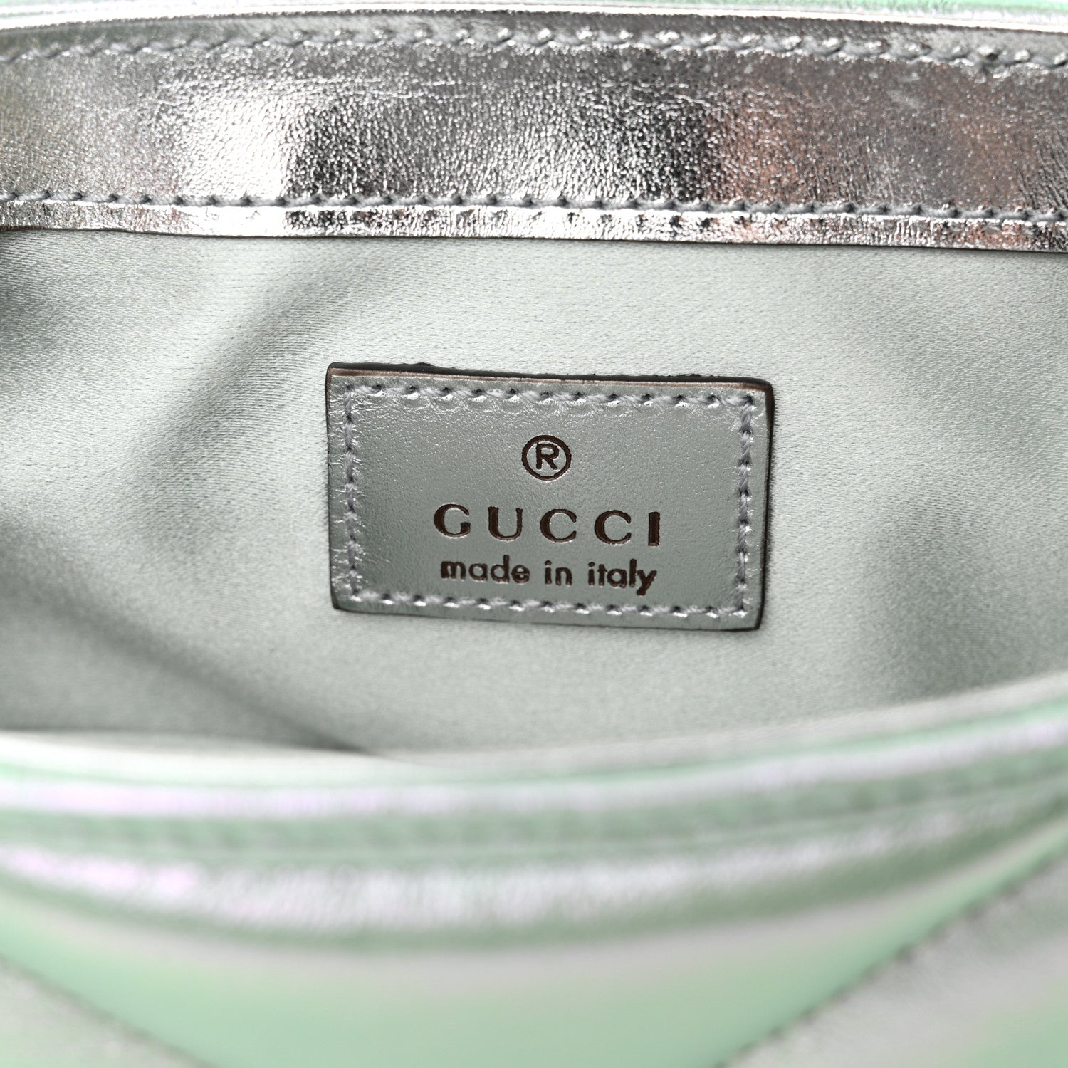 Gucci Iridescent Nappa Chevron Matelasse Super Mini GG Marmont Shoulder Bag Green Iridescent 6 of 11