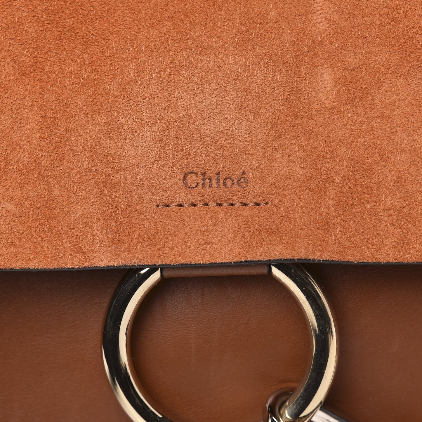 Suede Calfskin Medium Faye Shoulder Bag Tobacco