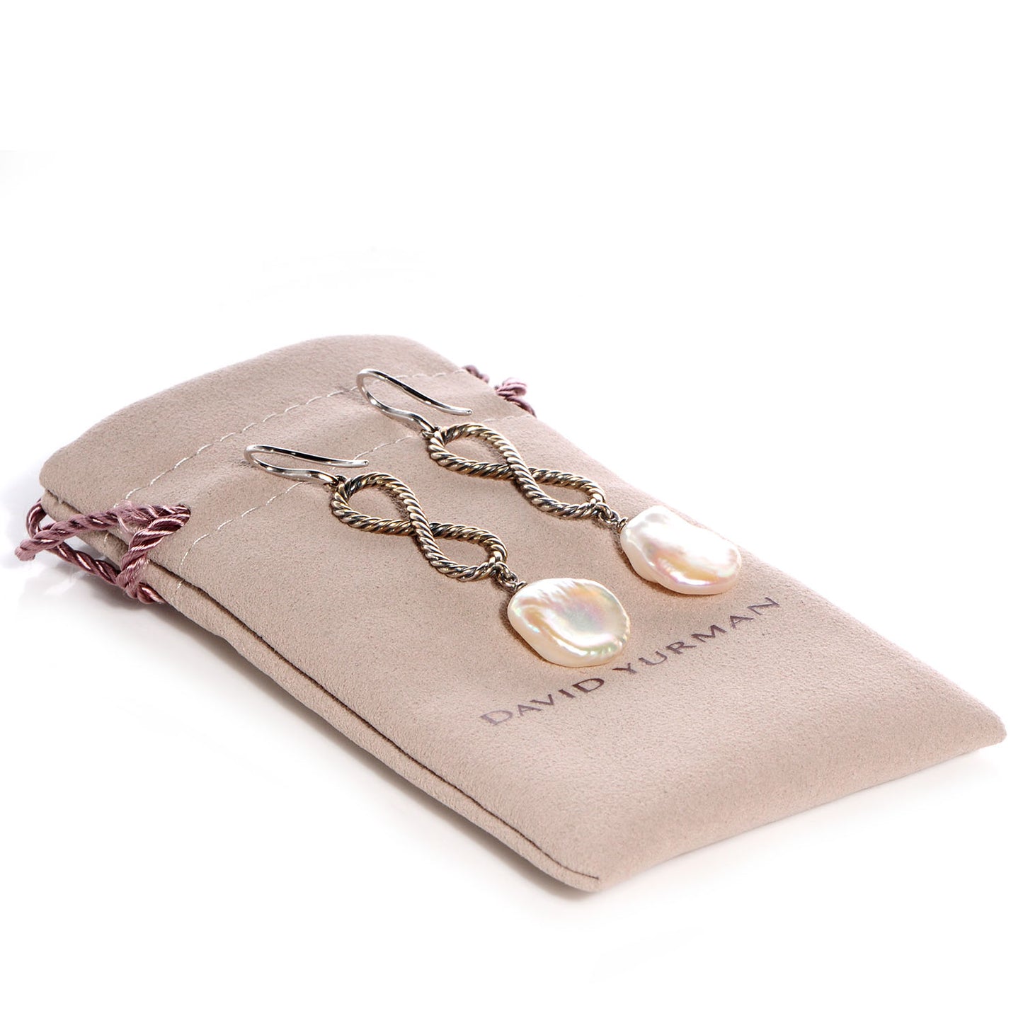 Sterling Silver Confetti Figure Eight Pearl Drop Earrings 10mm