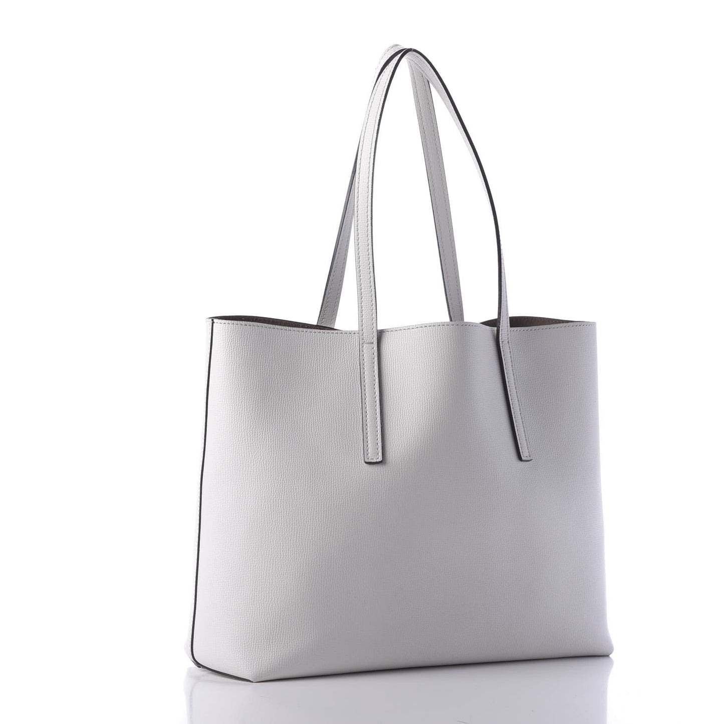 Vitello Vienna Enamel F is Fendi Shopping Tote White Taupe