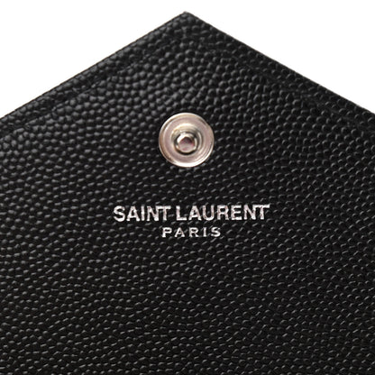 Saint Laurent Grain De Poudre Matelasse Chevron Monogram Chain Wallet Black 6 of 10