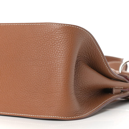 Hermes Taurillon Clemence Bi-Color Jypsiere 31 Gold Rouge Casaque 9 of 13