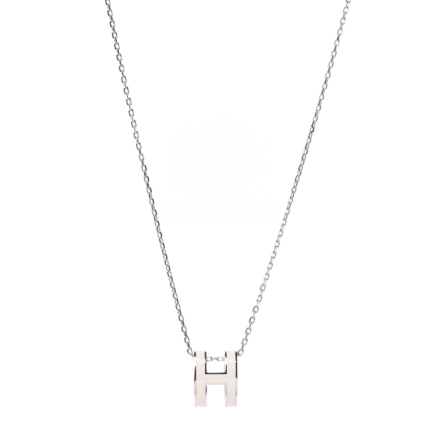 Lacquered Palladium Mini Pop H Pendant Necklace White