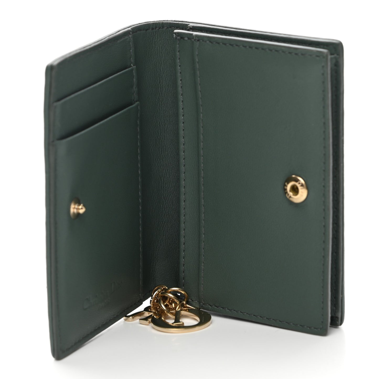 Lambskin Cannage Small Lady Dior Flap Card Holder Grey