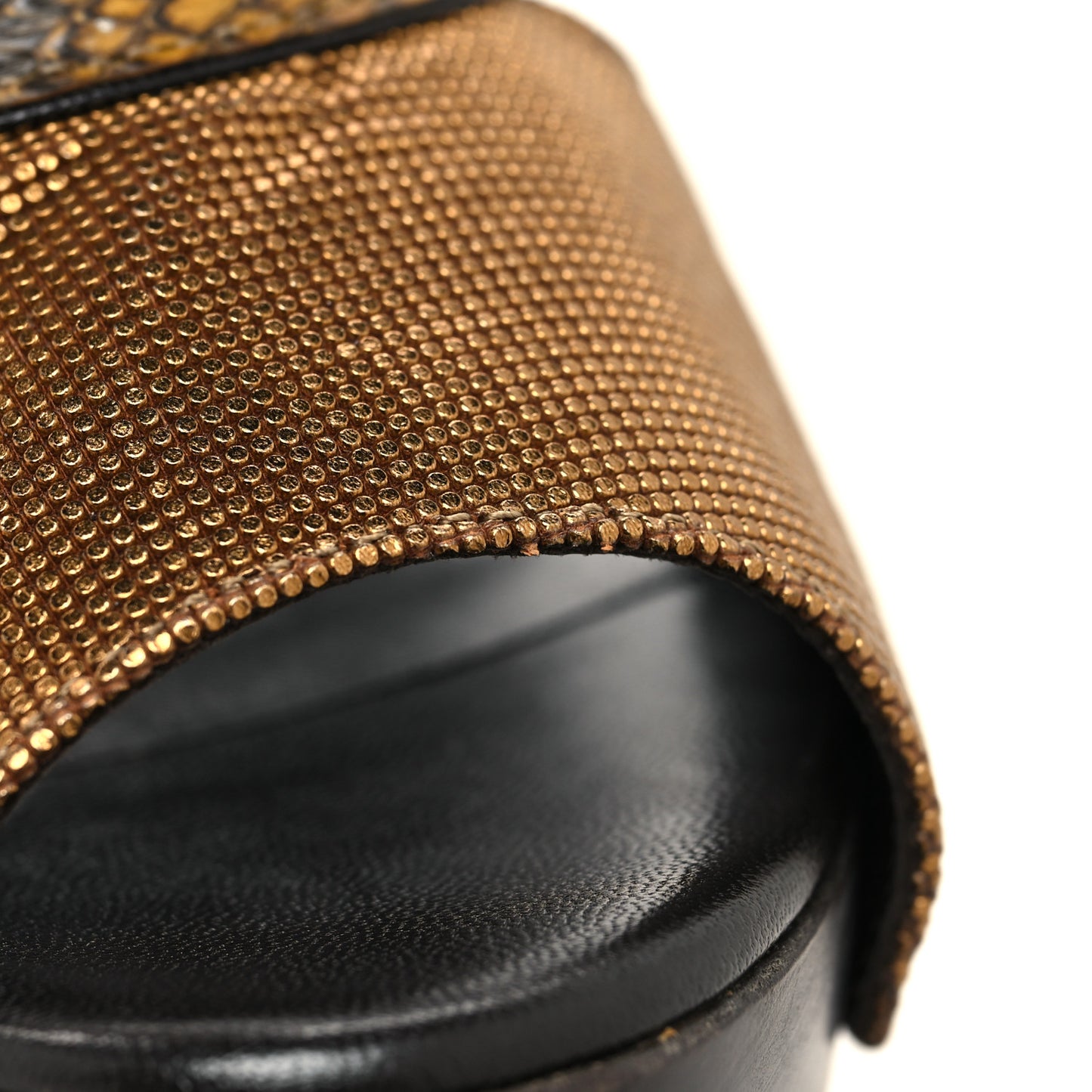Snakeskin Calfskin Platform Sandals 36 Bronze