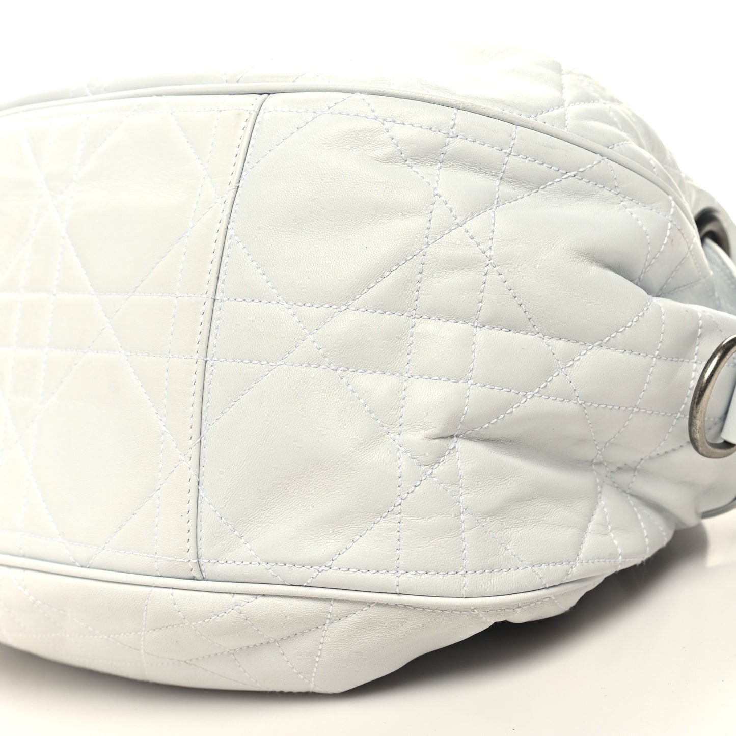 Lambskin Drawstring Cannage Flap Bag White