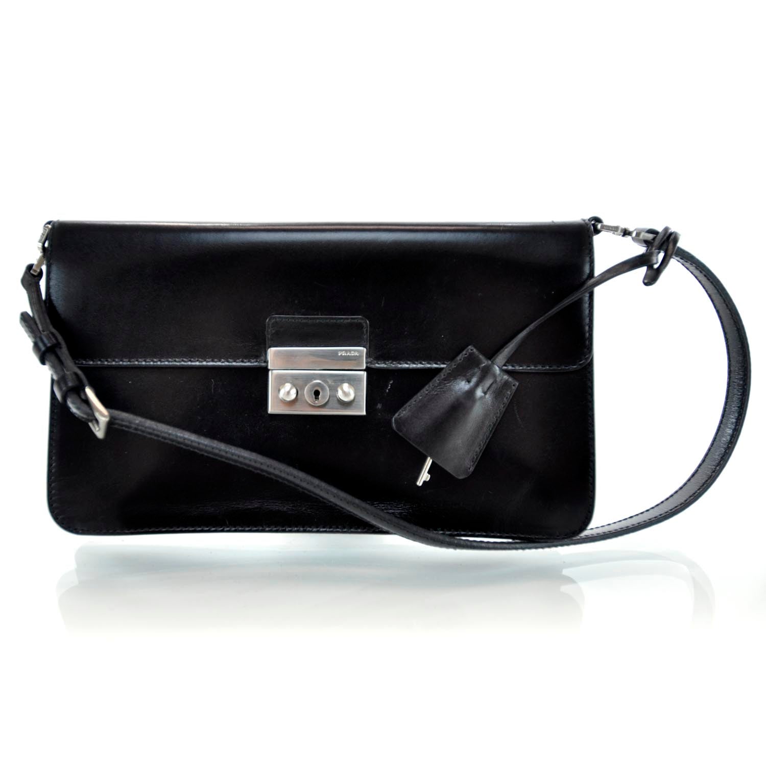 Prada Spazzolato Pushlock Flap Bag Black 1 of 10