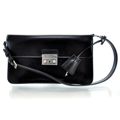 Prada Spazzolato Pushlock Flap Bag Black 1 of 10