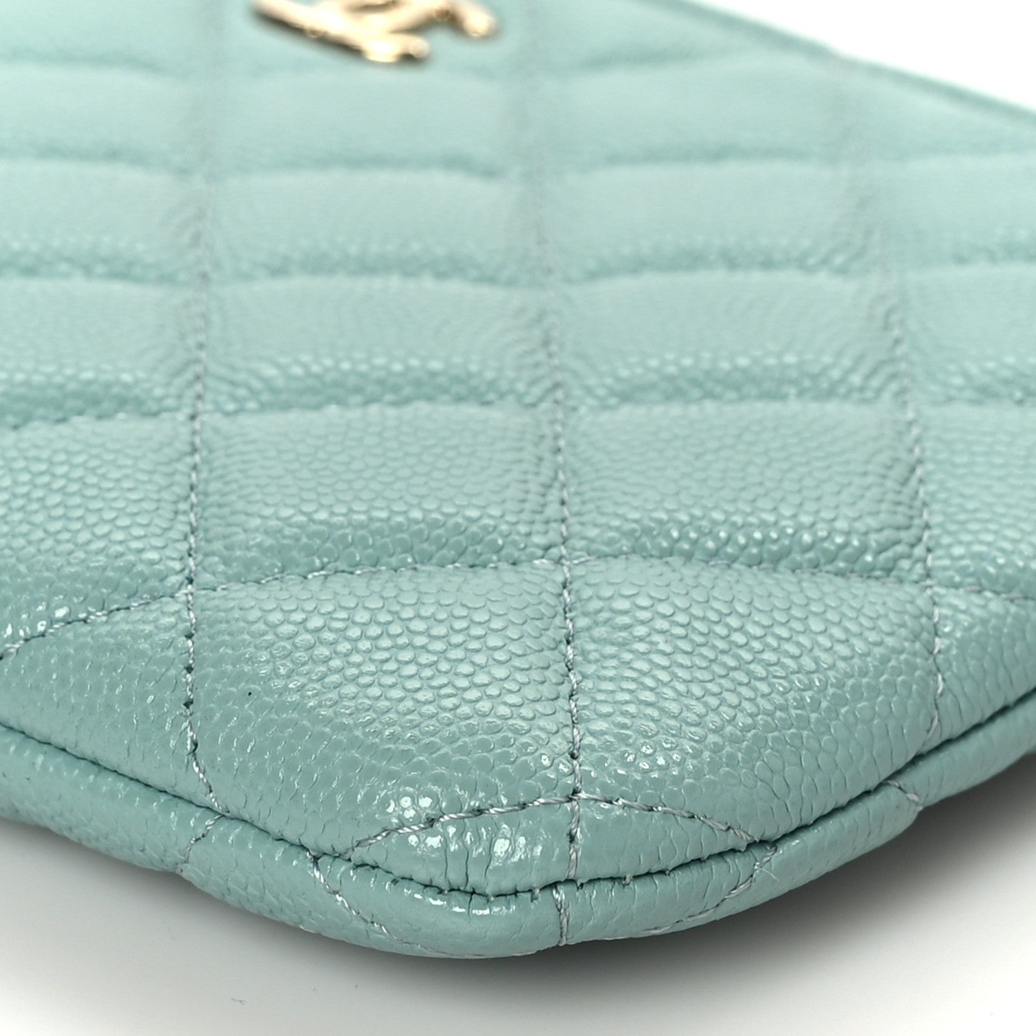 Chanel Shiny Caviar Quilted Cosmetic Case Light Blue 9 of 9