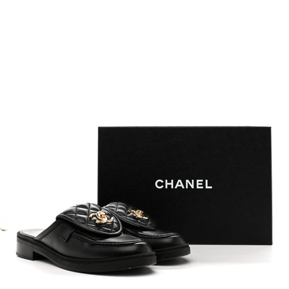 Chanel Lambskin Quilted CC Turnlock Mules 37 Black 11 of 11