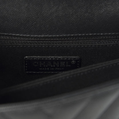Chanel Caviar Chevron Quilted Mini Coco Handle Flap So Black 7 of 10
