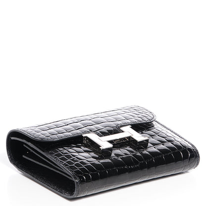 Hermes Shiny Alligator Constance Short Wallet Black 4 of 11