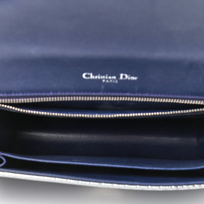 Christian Dior Metallic Patent Micro-Cannage Gradient Medium Diorama Flap Bag Silver Blue 4 of 6