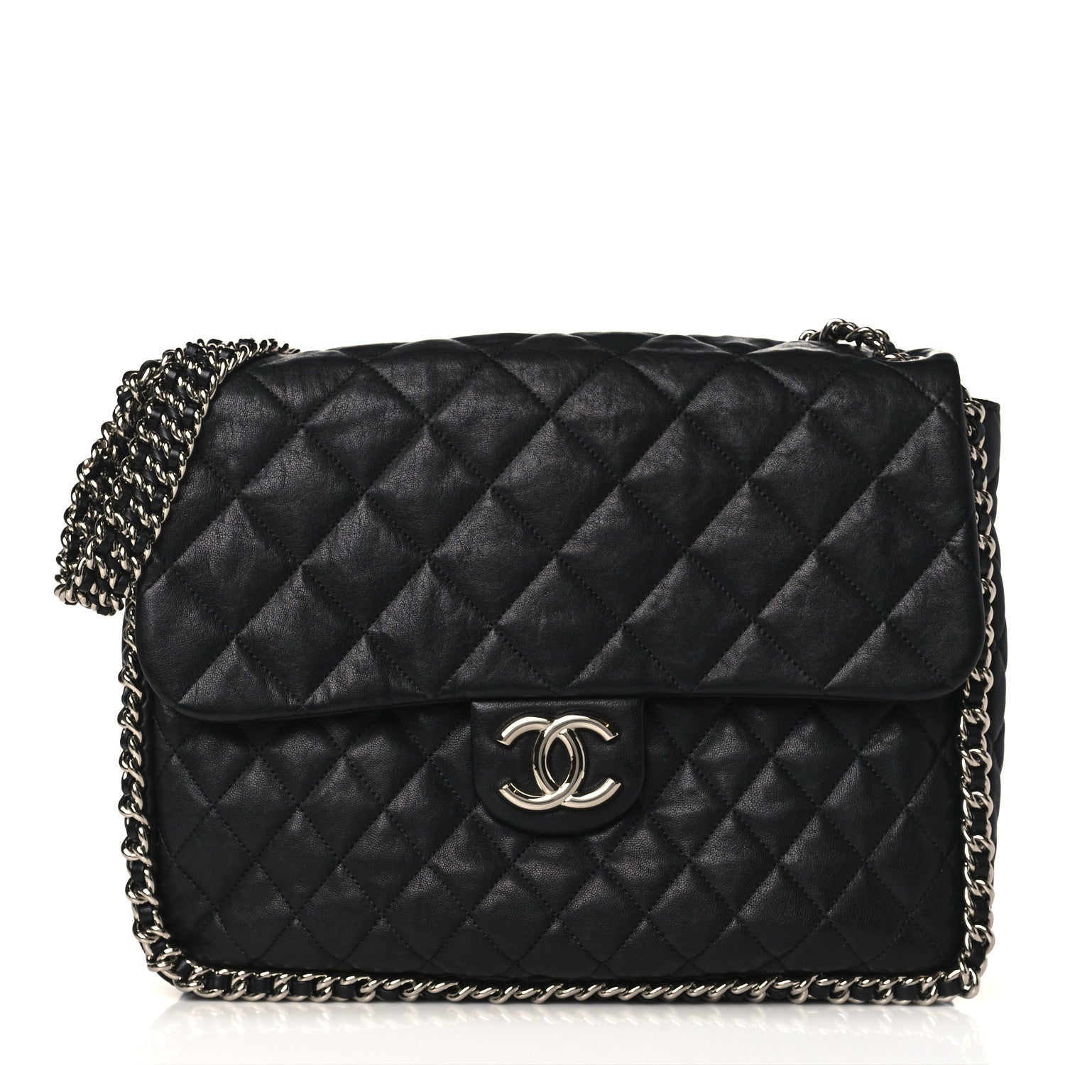 Chanel Washed Lambskin Quilted Maxi Chain Around Flap Black 1 of 9