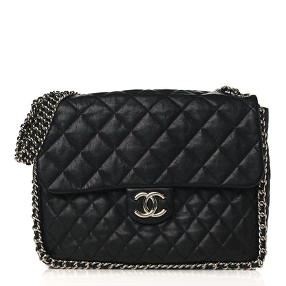 Chanel Washed Lambskin Quilted Maxi Chain Around Flap Black 1 of 9