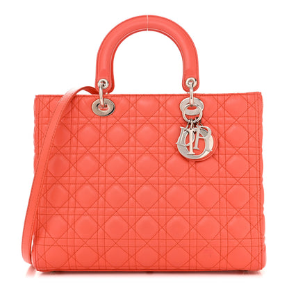 Christian Dior Lambskin Cannage Large Lady Dior Coral 1 of 10