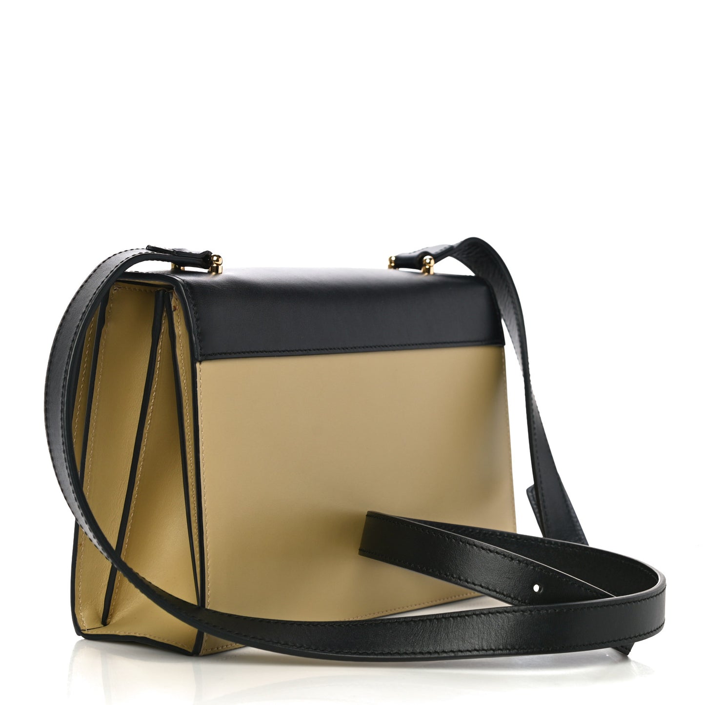 Smooth Calfskin Small Zumi Shoulder Bag Beige Black