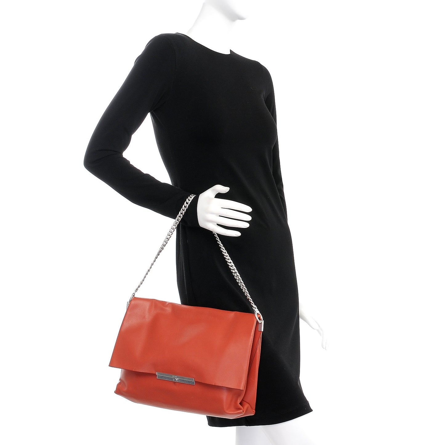 Smooth Calfskin Blade Chain Flap Terracotta