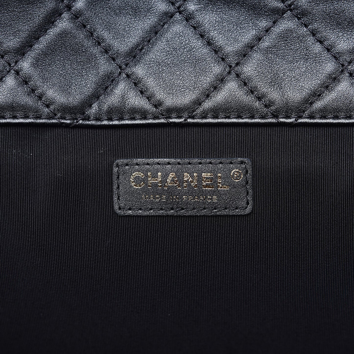 Metallized Calfskin Quilted XXL Travel Flap Bag Black