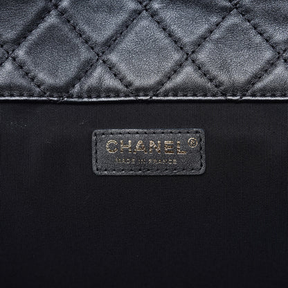 Chanel Metallized Calfskin Quilted XXL Travel Flap Bag Black 6 of 11