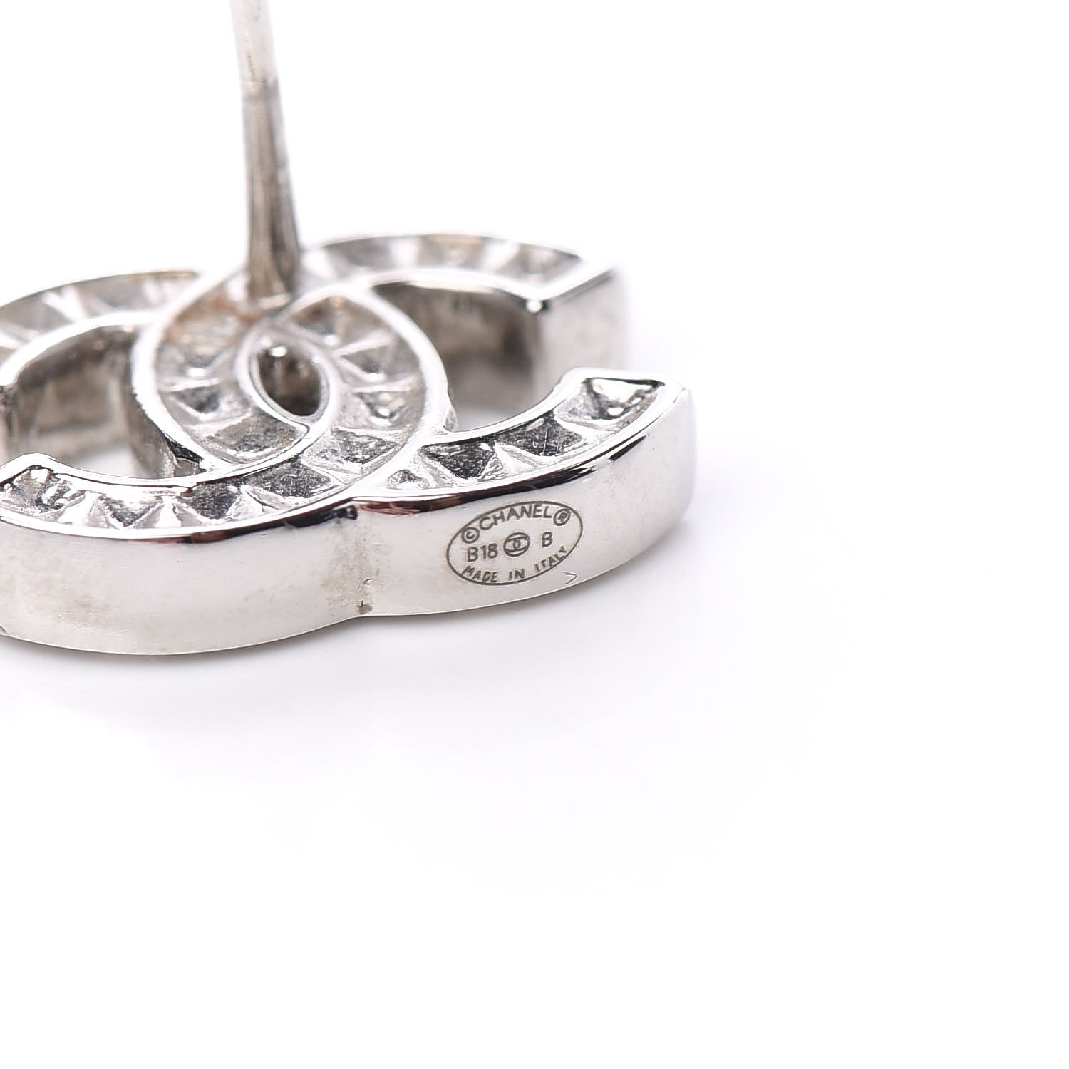 Chanel Baguette Crystal CC Earrings Silver 4 of 5