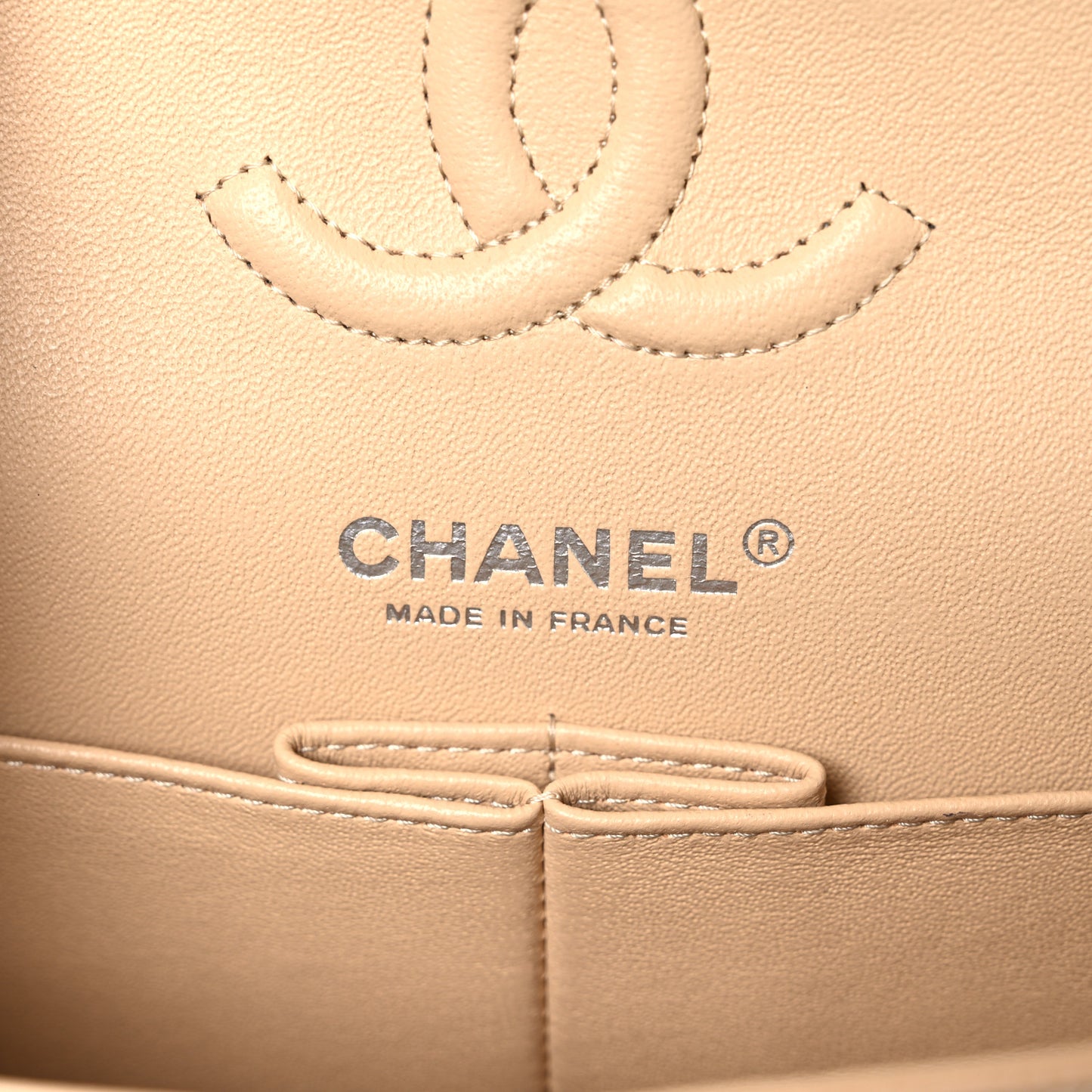 Caviar Quilted Small Double Flap Beige