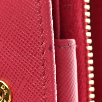Prada Saffiano Metal Zip Around Organizer Wallet Peonia 9 of 12