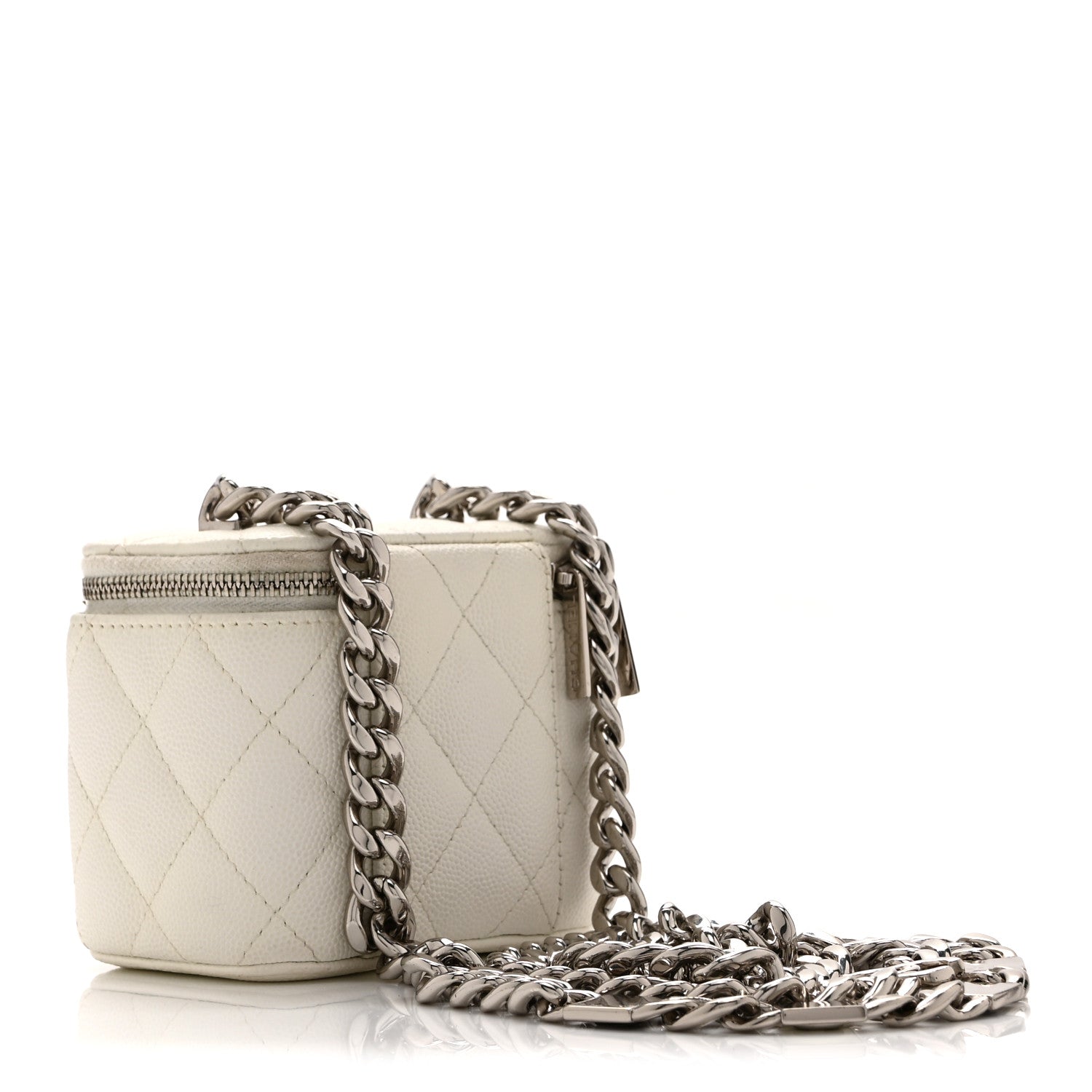 Chanel Caviar Quilted Enamel Coco Mini Vanity Case With Chain White 4 of 11