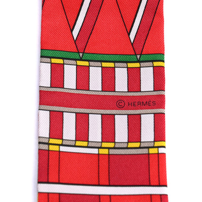 Hermes Silk Voltes Et Pirouettes Twilly Rouge Vert Jaune 5 of 8