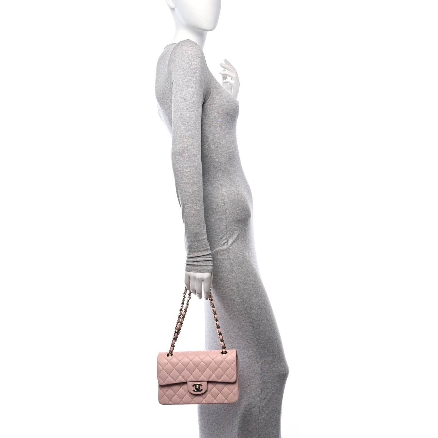 Lambskin Quilted Small Double Flap Light Pink