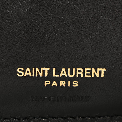 Saint Laurent Lambskin Matelasse Chevron Monogram Compact Tri Fold Wallet Black 6 of 11