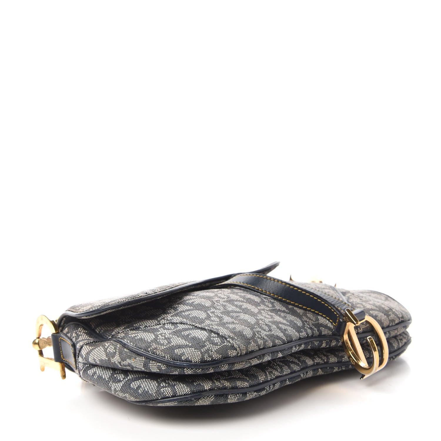 Christian Dior Monogram Double Saddle Bag Navy Blue 4 of 10